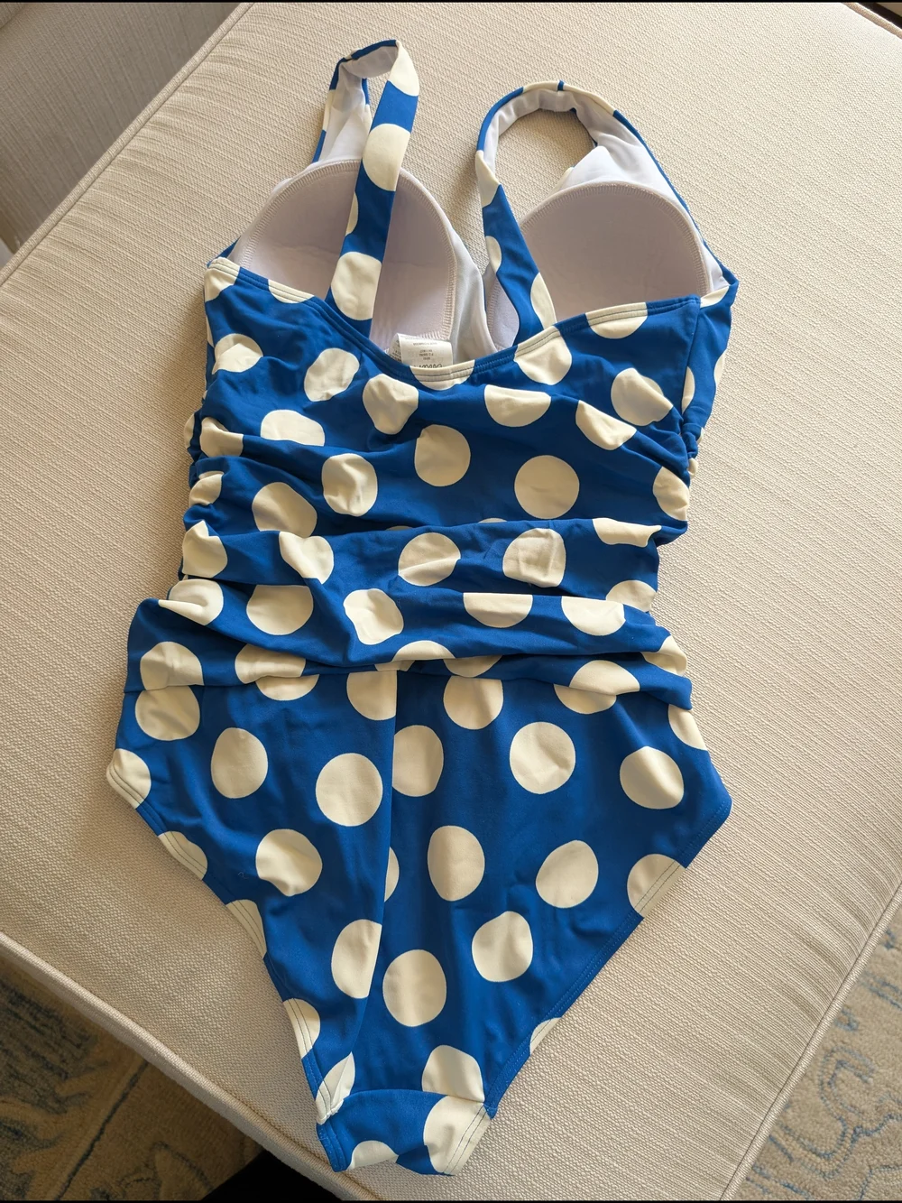 Boden Blue and Cream Polka Dot One-Piece Swimsuit